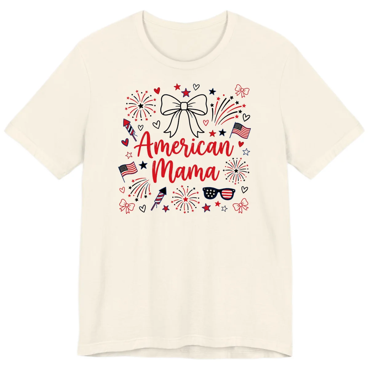 American Mama Patriotic Celebration Premium T-Shirt in Natural