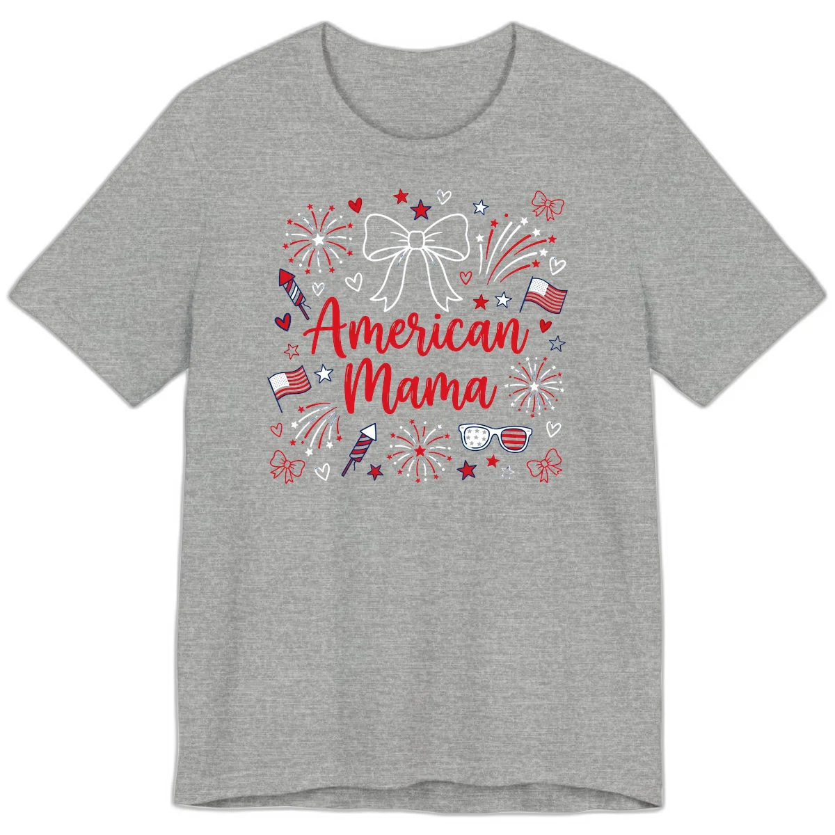 American Mama Patriotic Celebration Premium T-Shirt in Athletic Heather