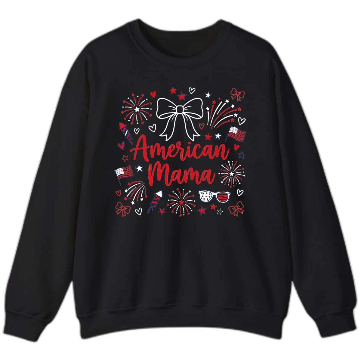 American Mama Patriotic Celebration Sweatshirt in Black