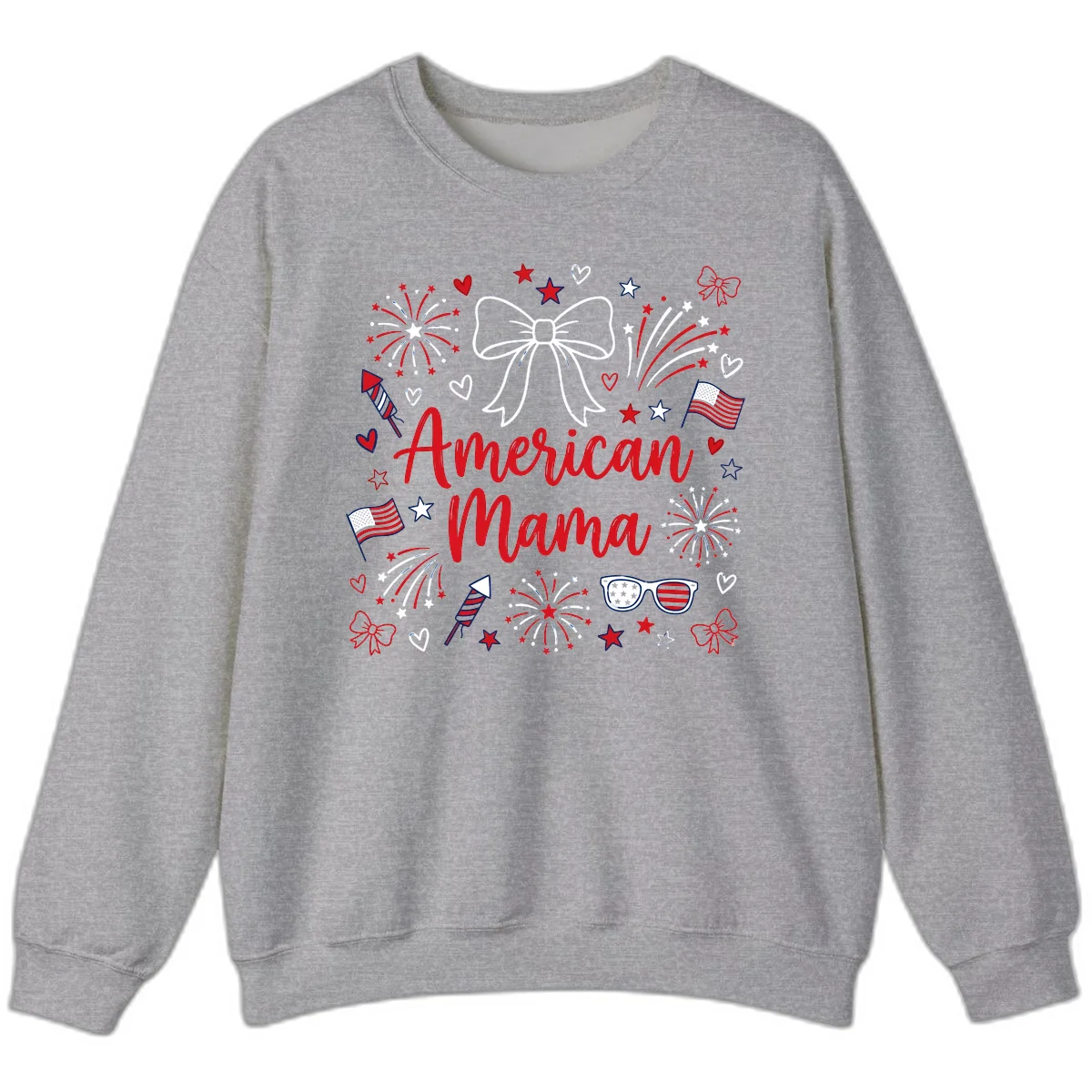 American Mama Patriotic Celebration Sweatshirt in Sport Grey