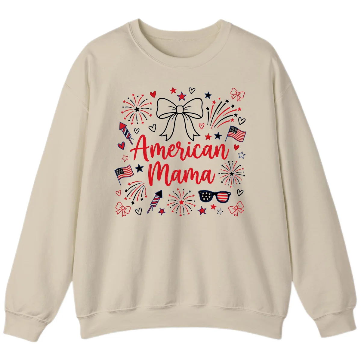 American Mama Patriotic Celebration Sweatshirt in Sand