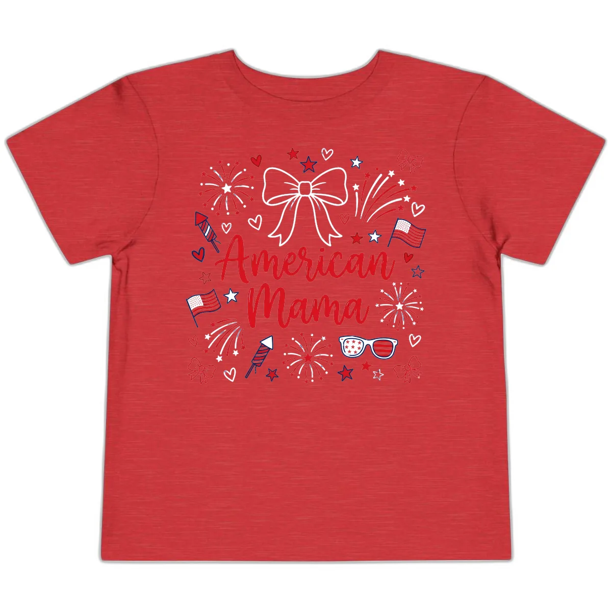 American Mama Patriotic Celebration Fireworks Toddler T-Shirt in Heather Red