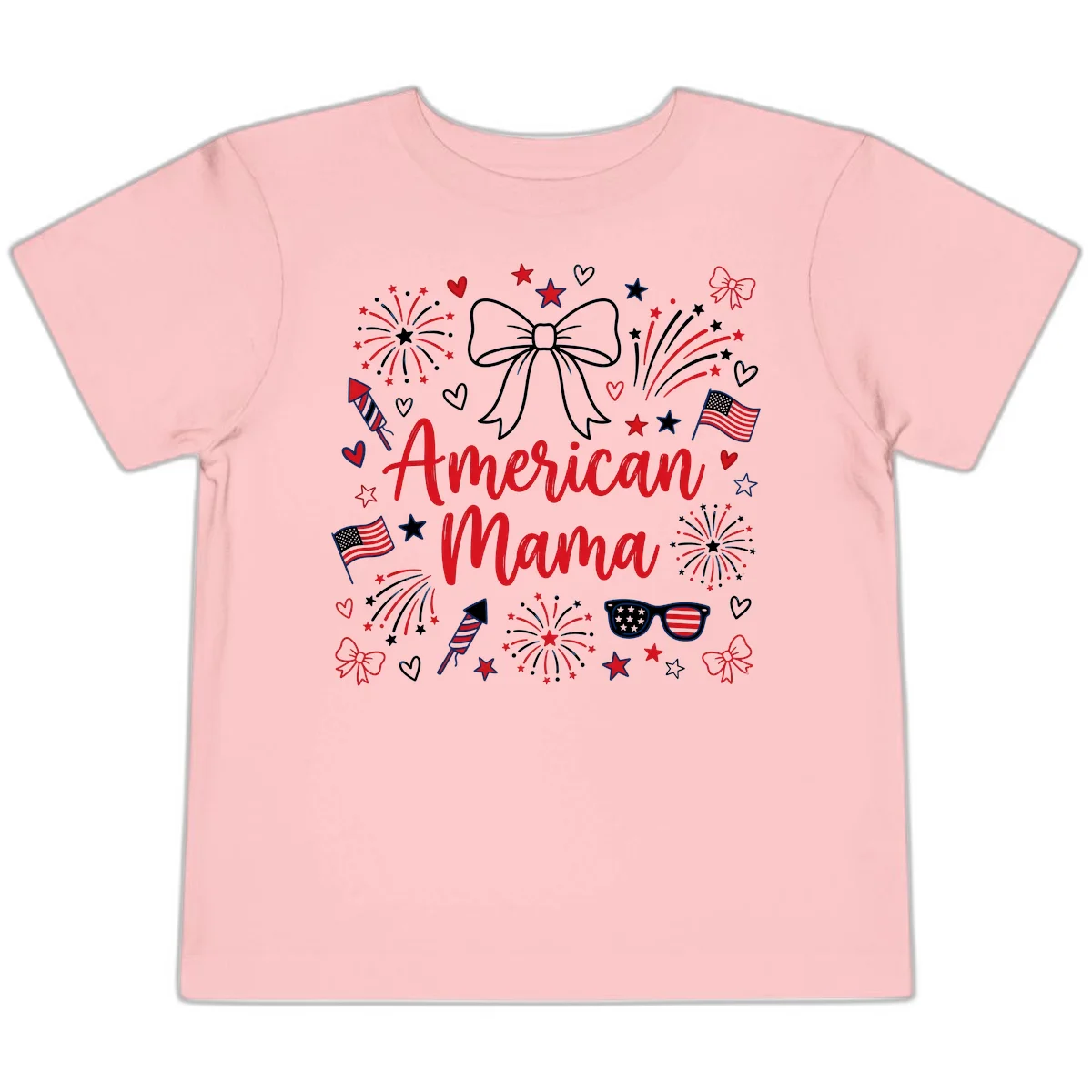 American Mama Patriotic Celebration Toddler T-Shirt in Pink