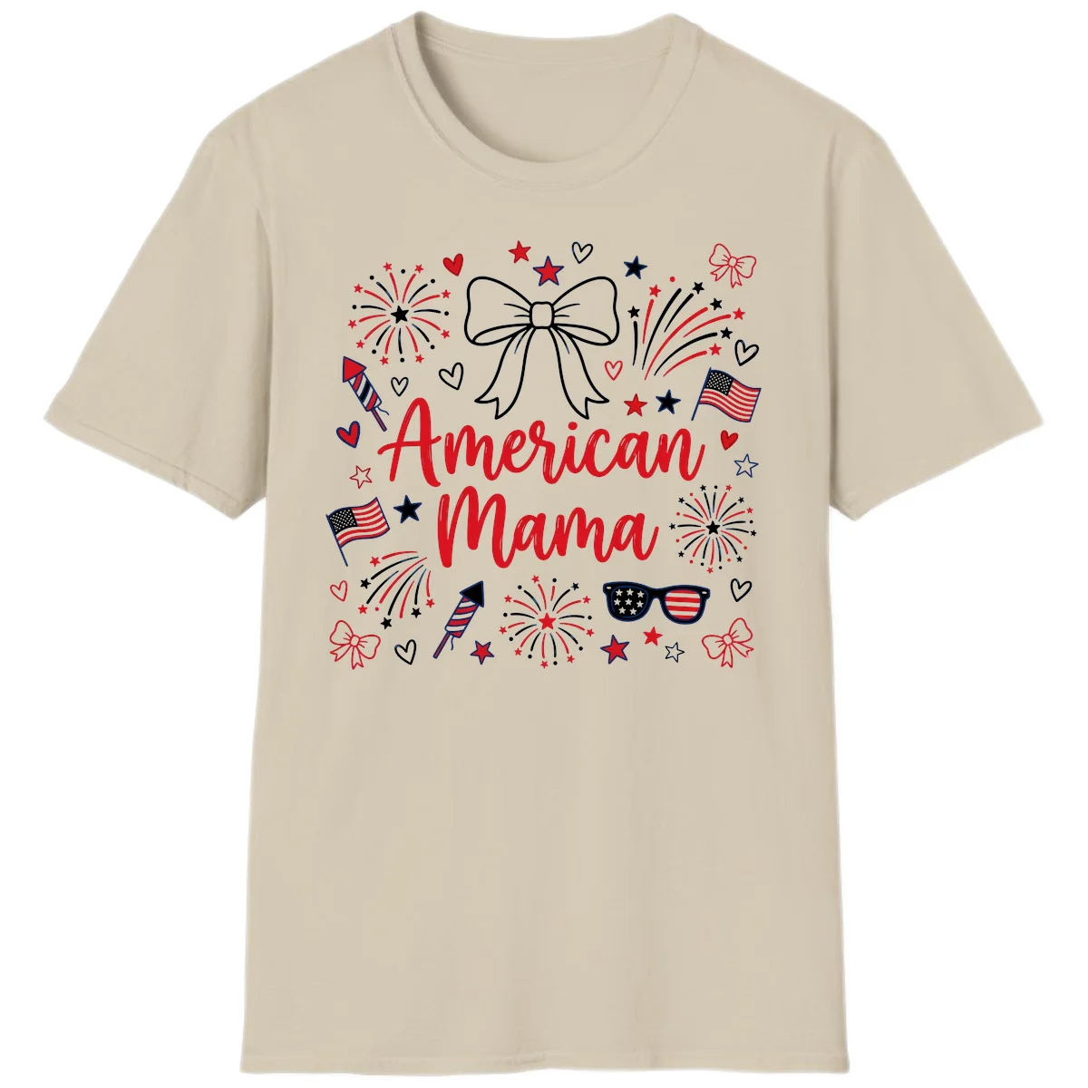 American Mama Patriotic Celebration T-Shirt in Sand
