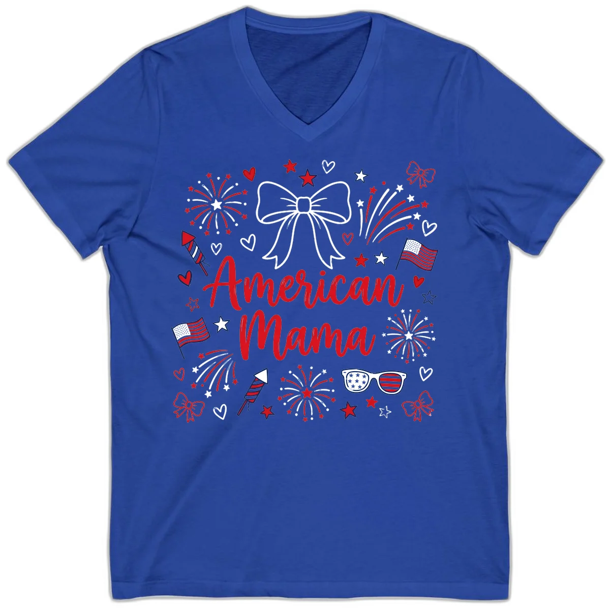American Mama Patriotic Celebration V-Neck in True Royal