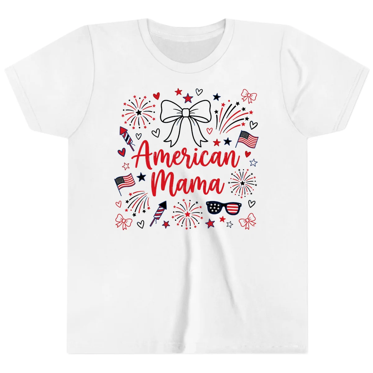 American Mama Patriotic Celebration Youth T-Shirt in White