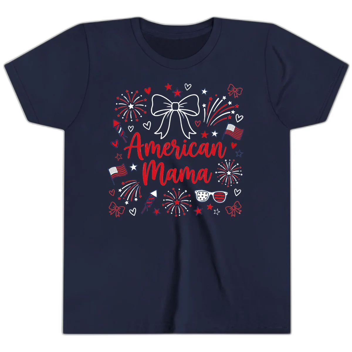 American Mama Patriotic Celebration Youth T-Shirt in Navy