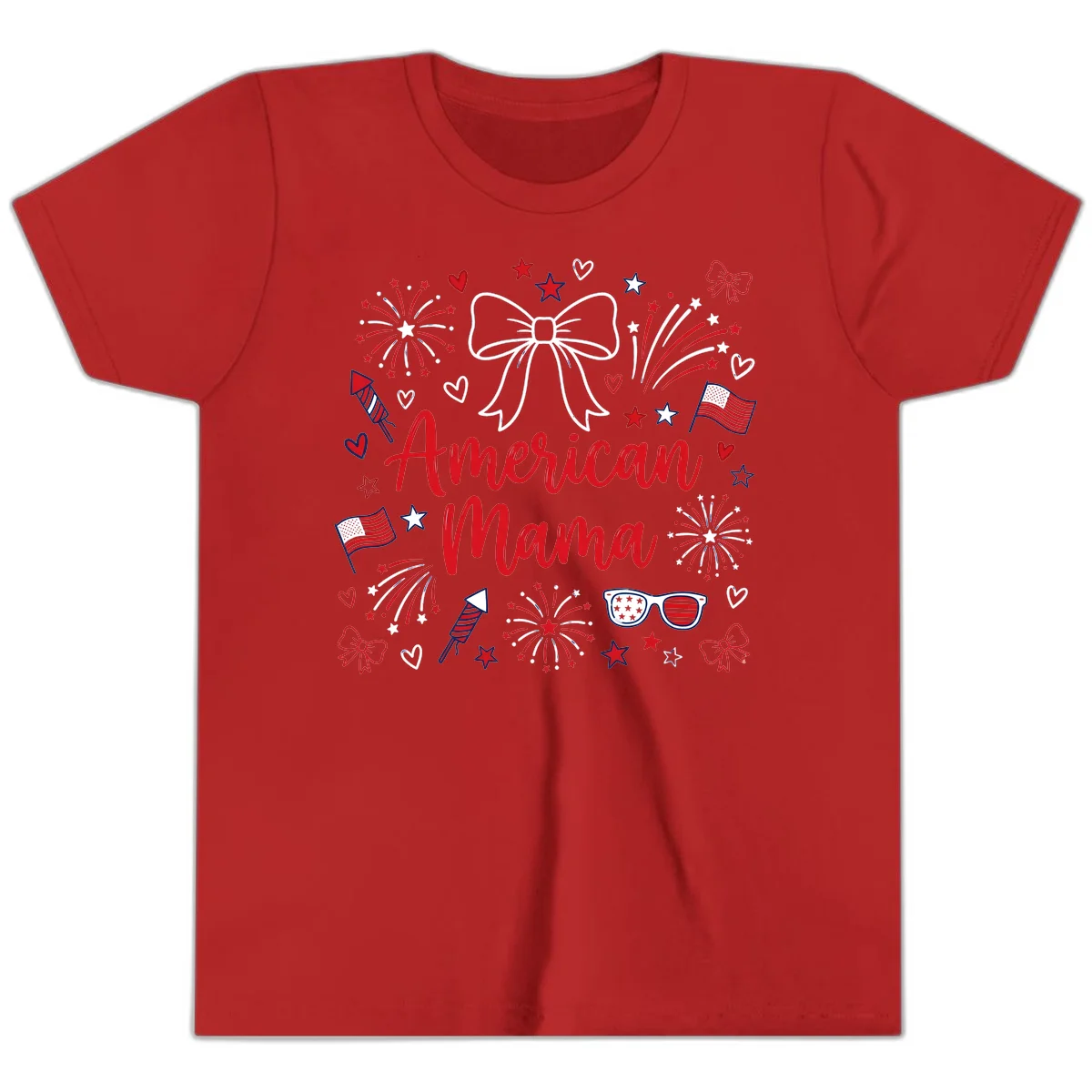 American Mama Patriotic Celebration Youth T-Shirt in Red