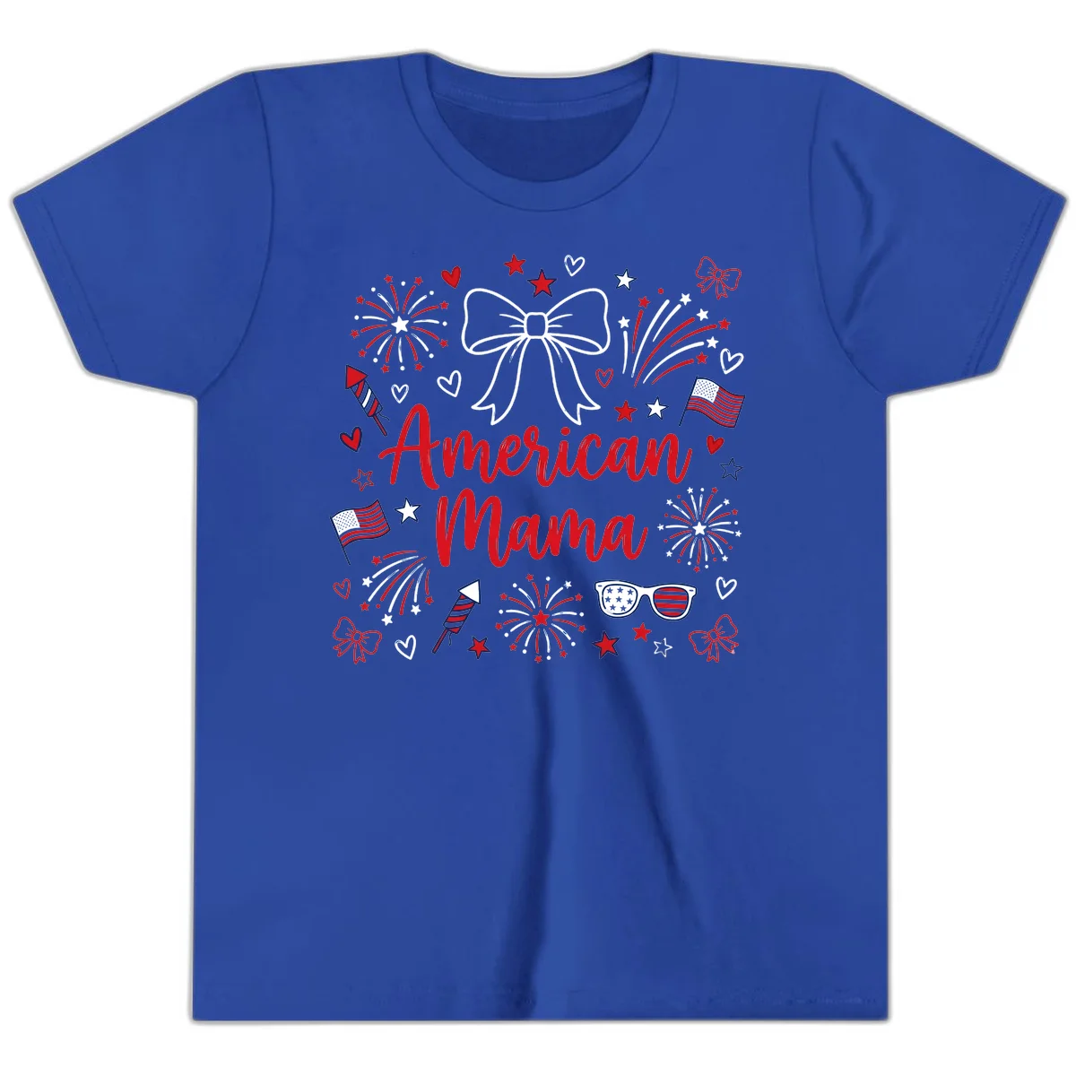 American Mama Patriotic Celebration Youth T-Shirt in True Royal