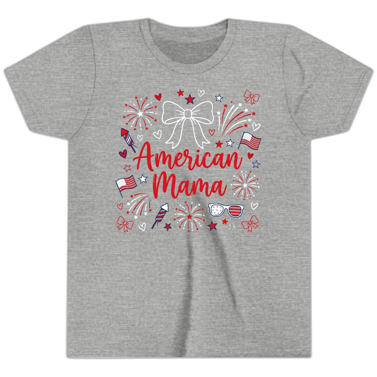 American Mama Patriotic Celebration Youth T-Shirt in Athletic Heather