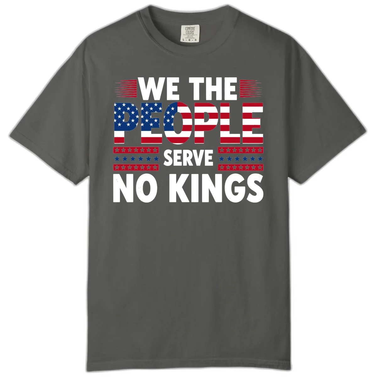 We The People Patriotic Flag Typography Comfort Color in Pepper