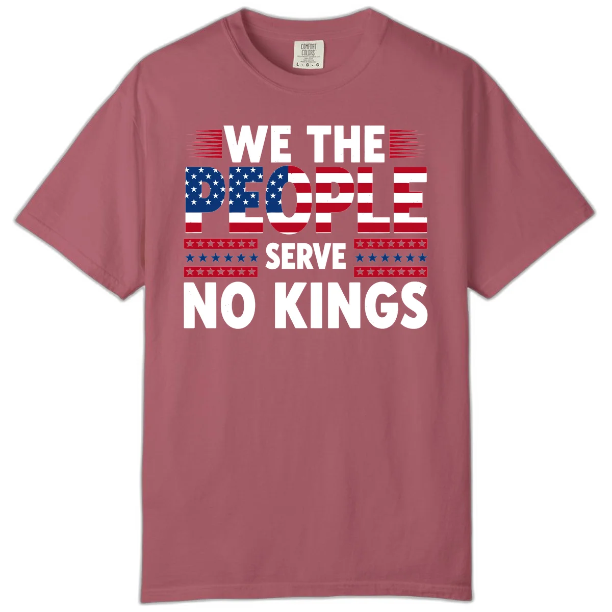We The People Patriotic Flag Typography Comfort Color in Crimson