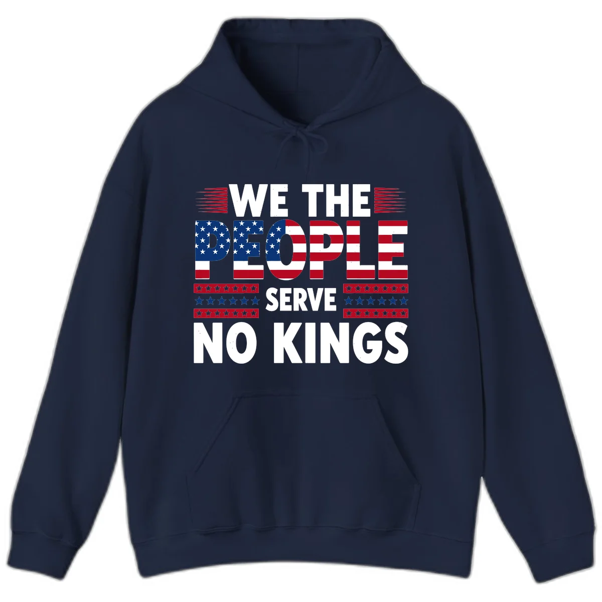 We The People Patriotic Flag Typography Hoodie in Navy