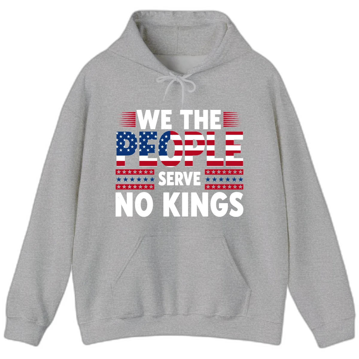 We The People Patriotic Flag Typography Hoodie in Sport Grey