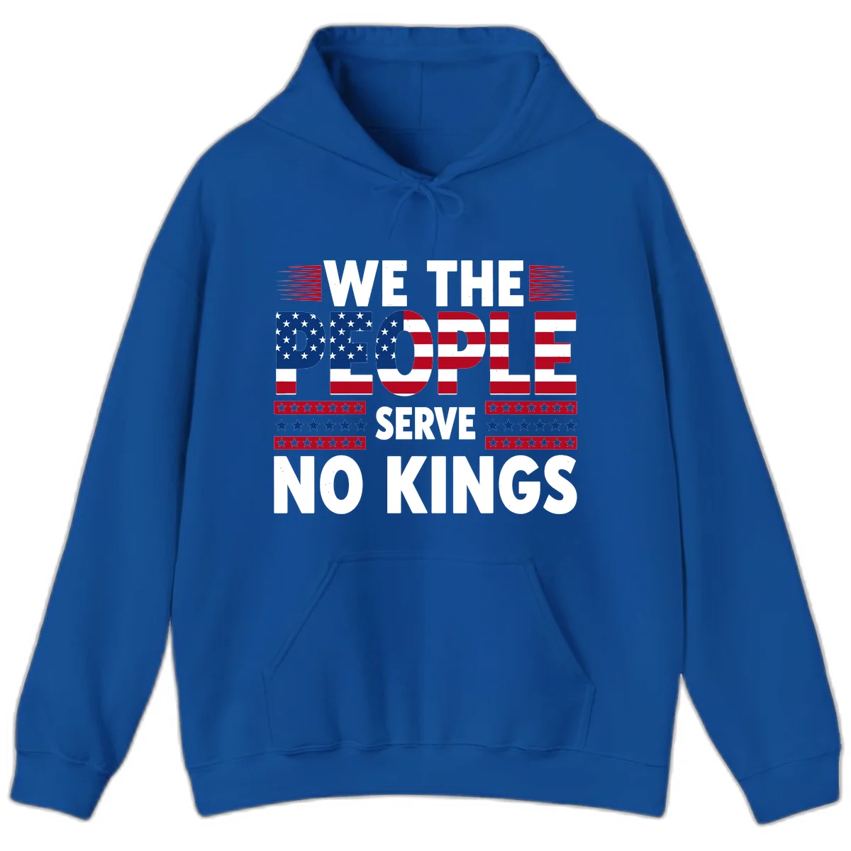 We The People Patriotic Flag Typography Hoodie in Royal