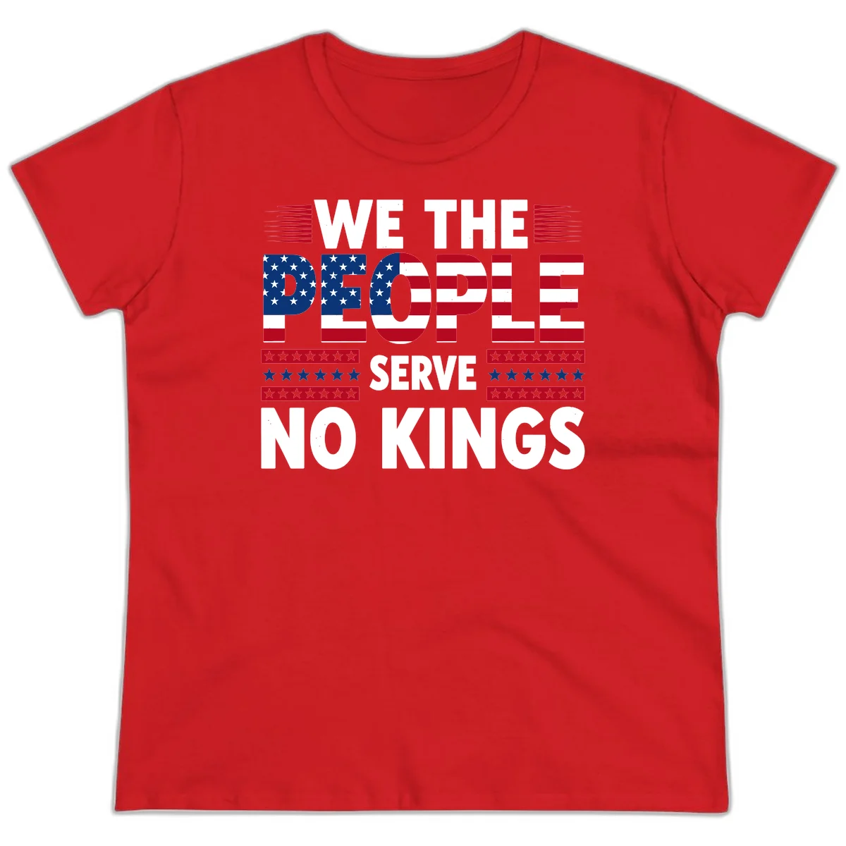 We The People Patriotic Flag Typography Ladies Tee in Red