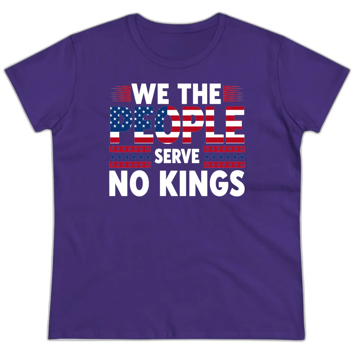 We The People Patriotic Flag Typography Ladies Tee in Purple
