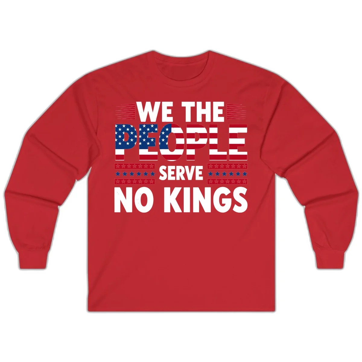 We The People Patriotic Flag Typography Long Sleeve in Red