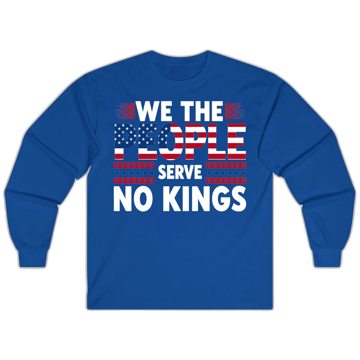 We The People Patriotic Flag Typography Long Sleeve in Royal