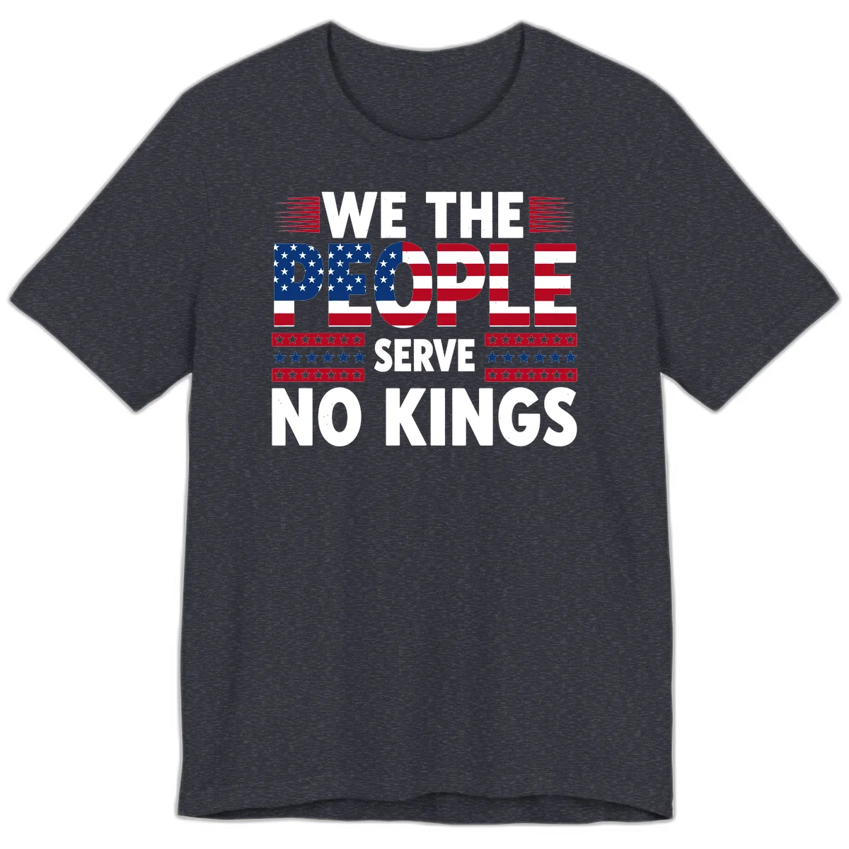 We The People Patriotic Flag Typography Premium T-Shirt in Heather Navy