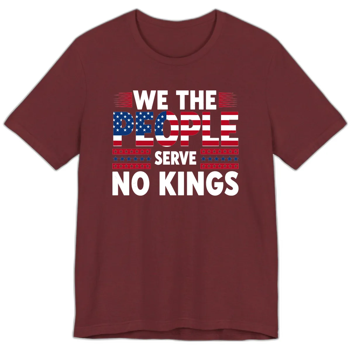 We The People Patriotic Flag Typography Premium T-Shirt in Heather Cardinal