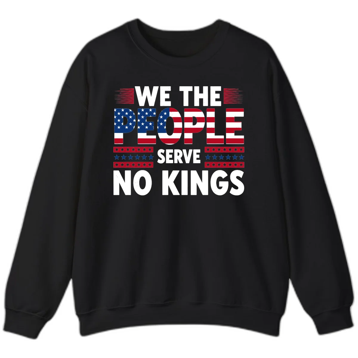 We The People Patriotic Flag Typography Sweatshirt in Black