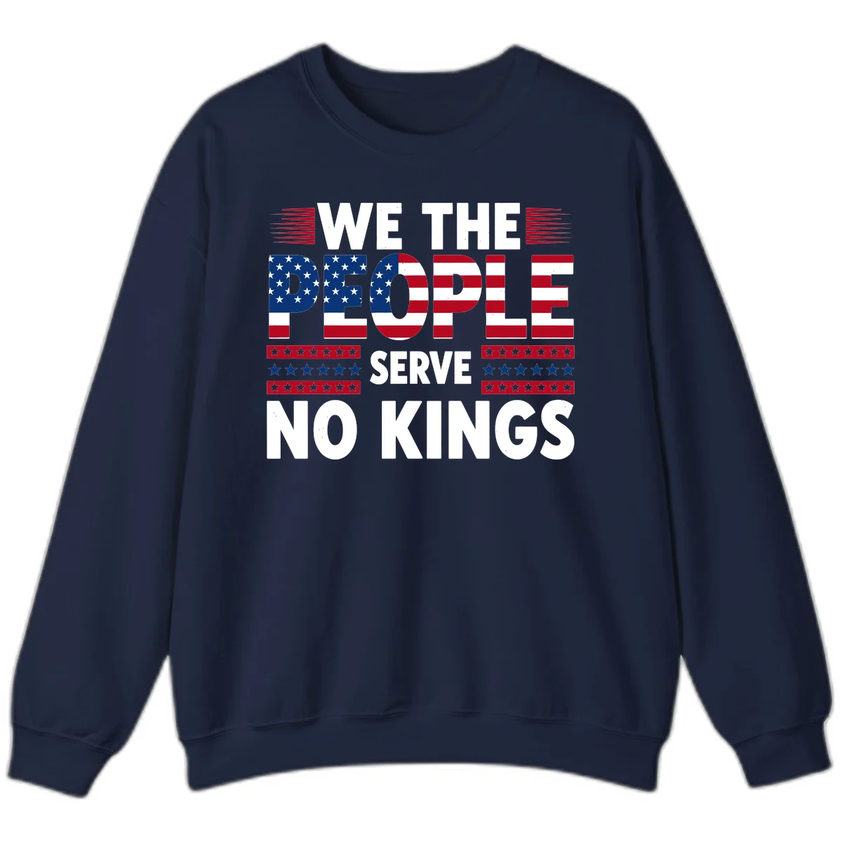 We The People Patriotic Flag Typography Sweatshirt in Navy
