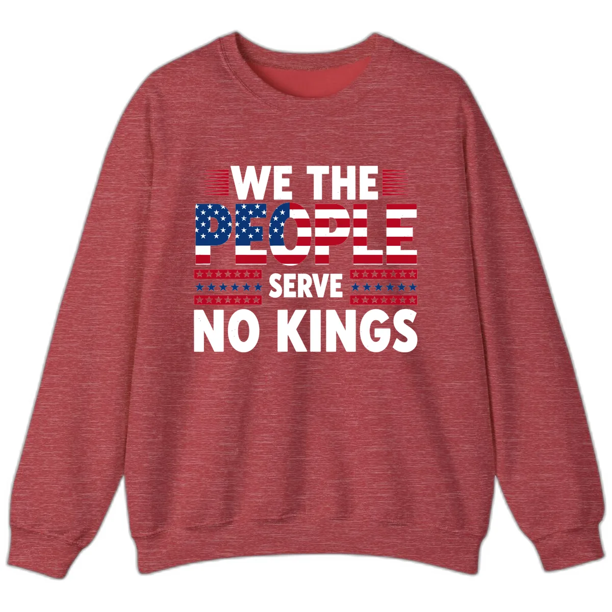 We The People Patriotic Flag Typography Sweatshirt in Heather Scarlet Red