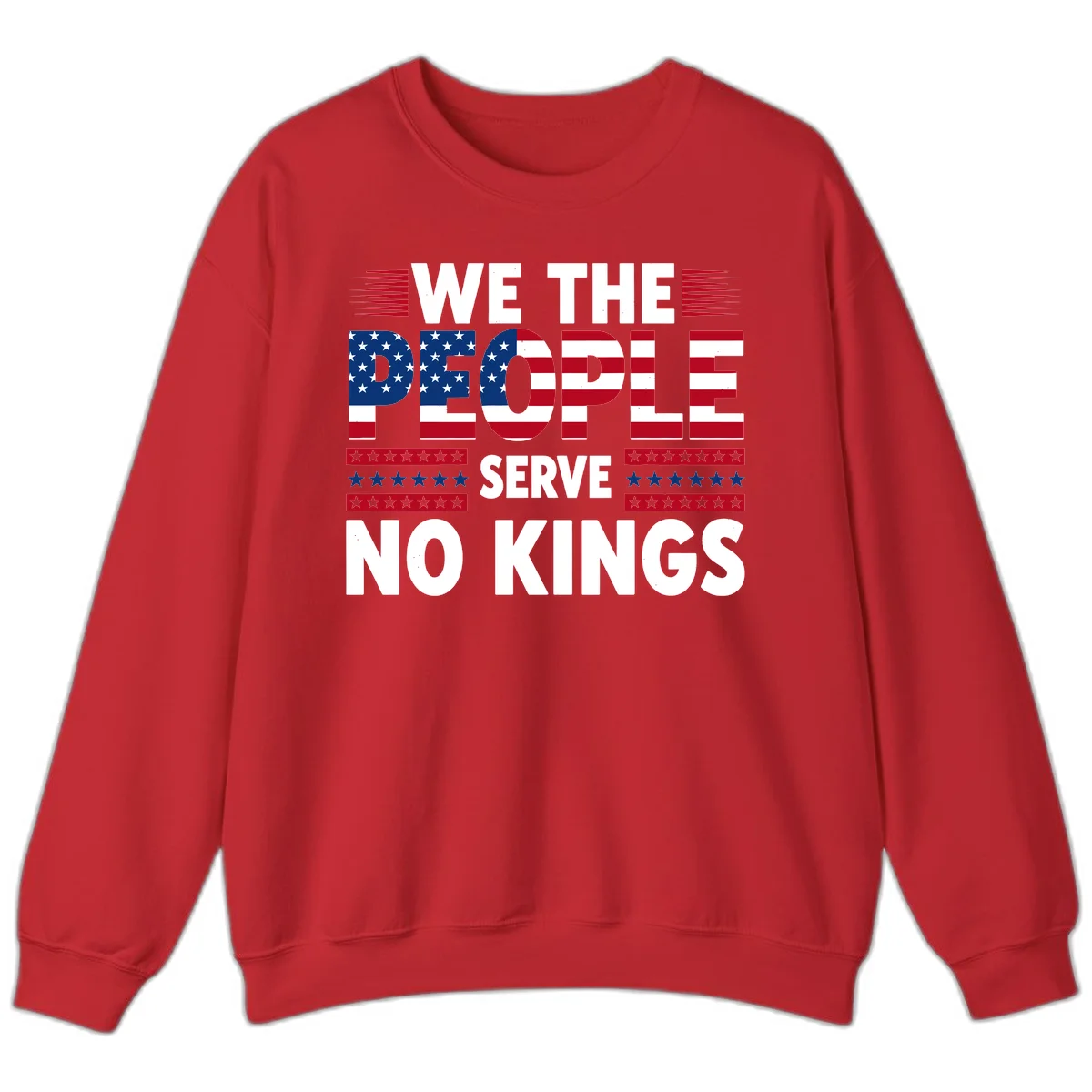 We The People Patriotic Flag Typography Sweatshirt in Red