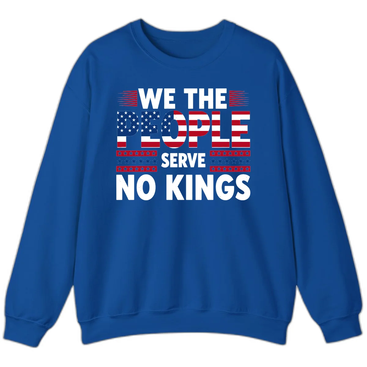 We The People Patriotic Flag Typography Sweatshirt in Royal