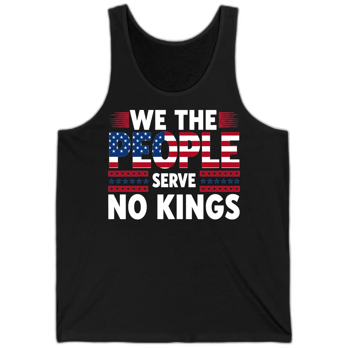 We The People Patriotic Flag Typography Tank in Black