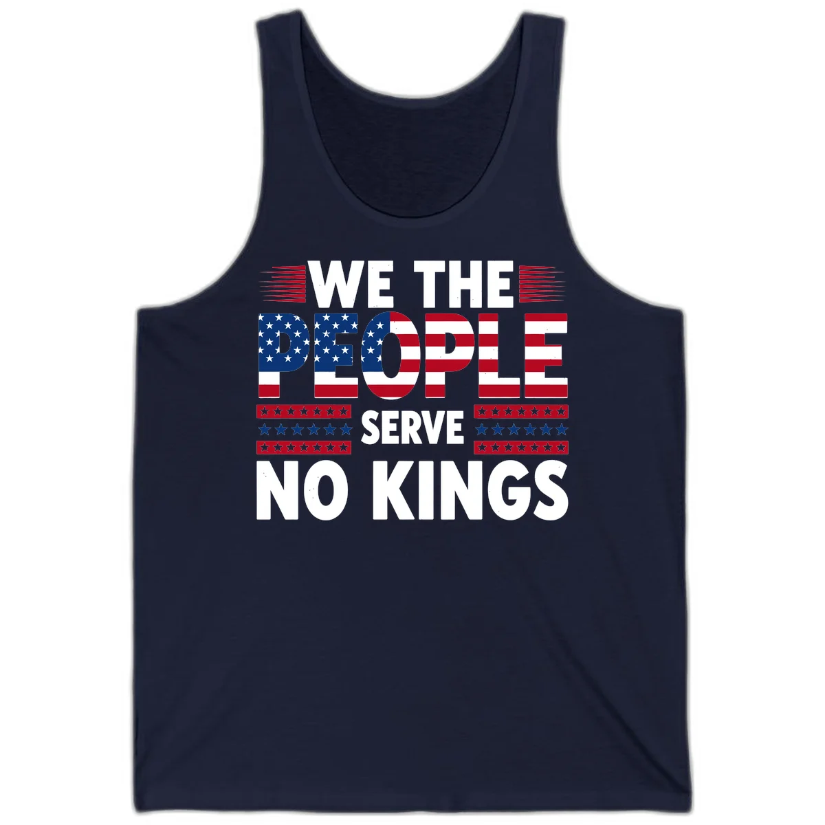 We The People Patriotic Flag Typography Tank in Navy