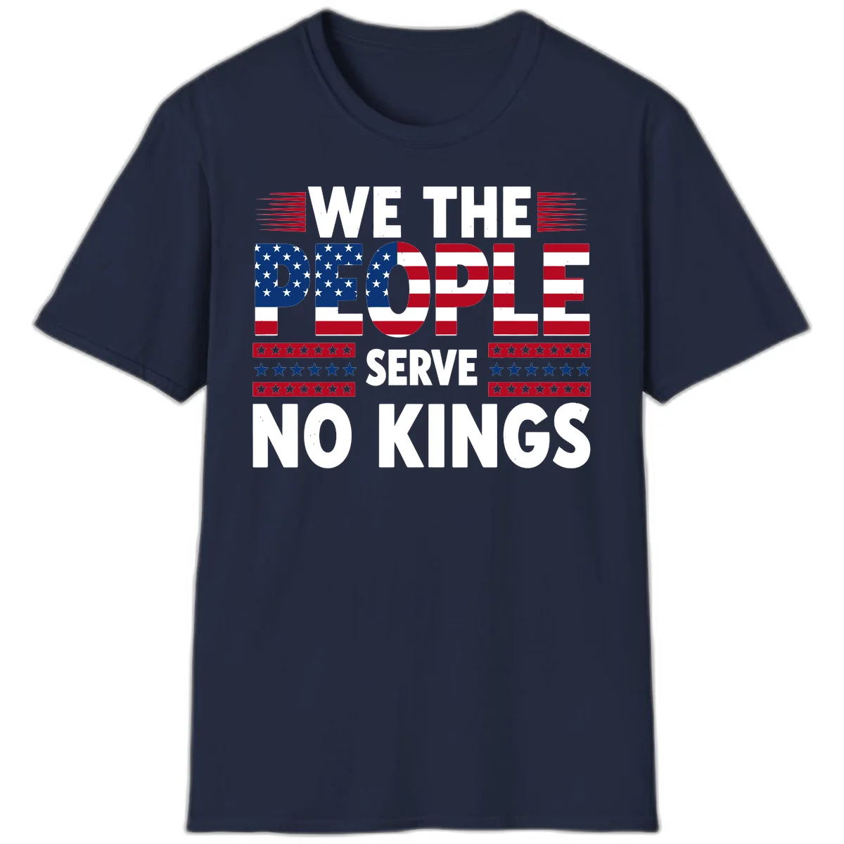 We The People Patriotic Flag Typography T-Shirt in Navy