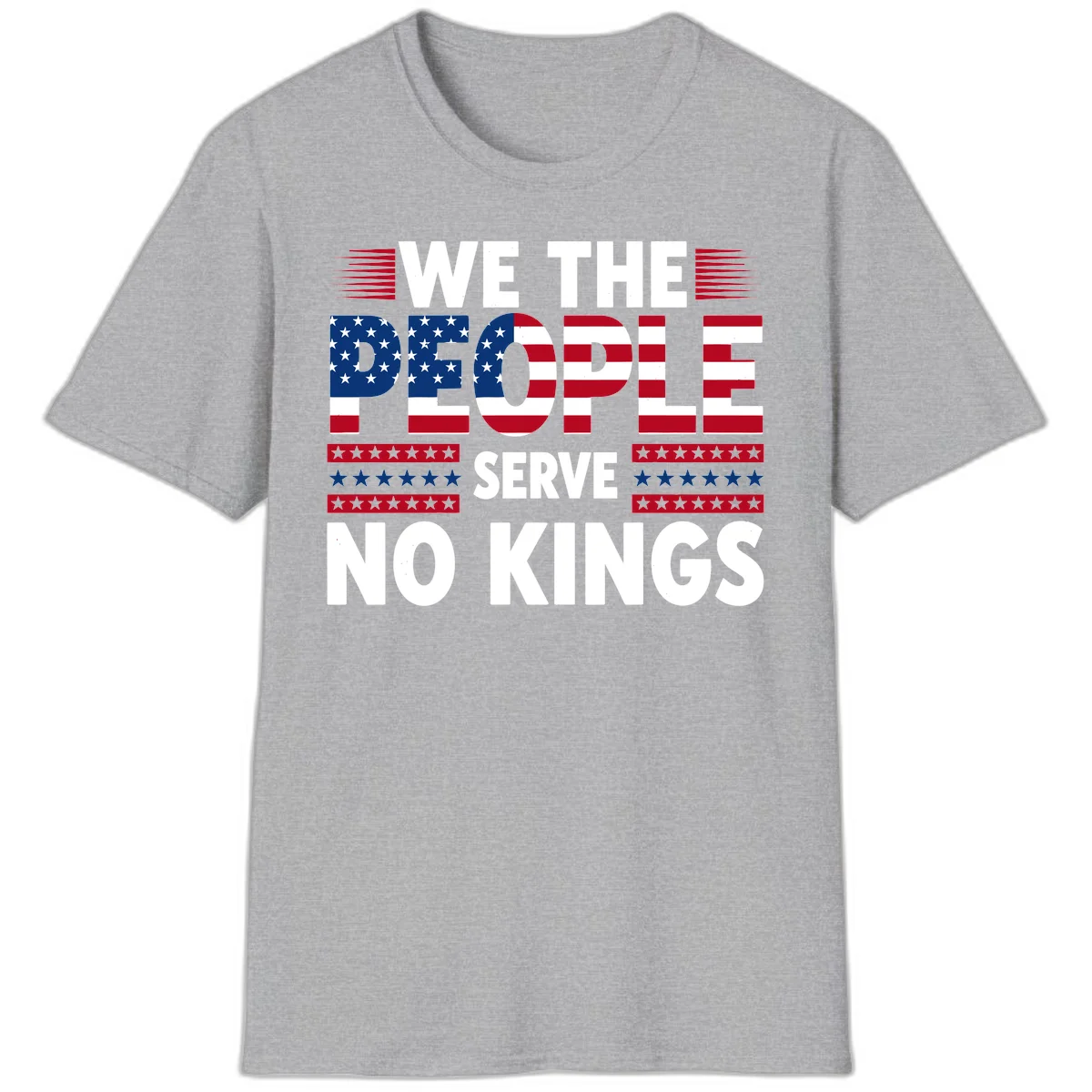 We The People Patriotic Flag Typography T-Shirt in Sport Grey