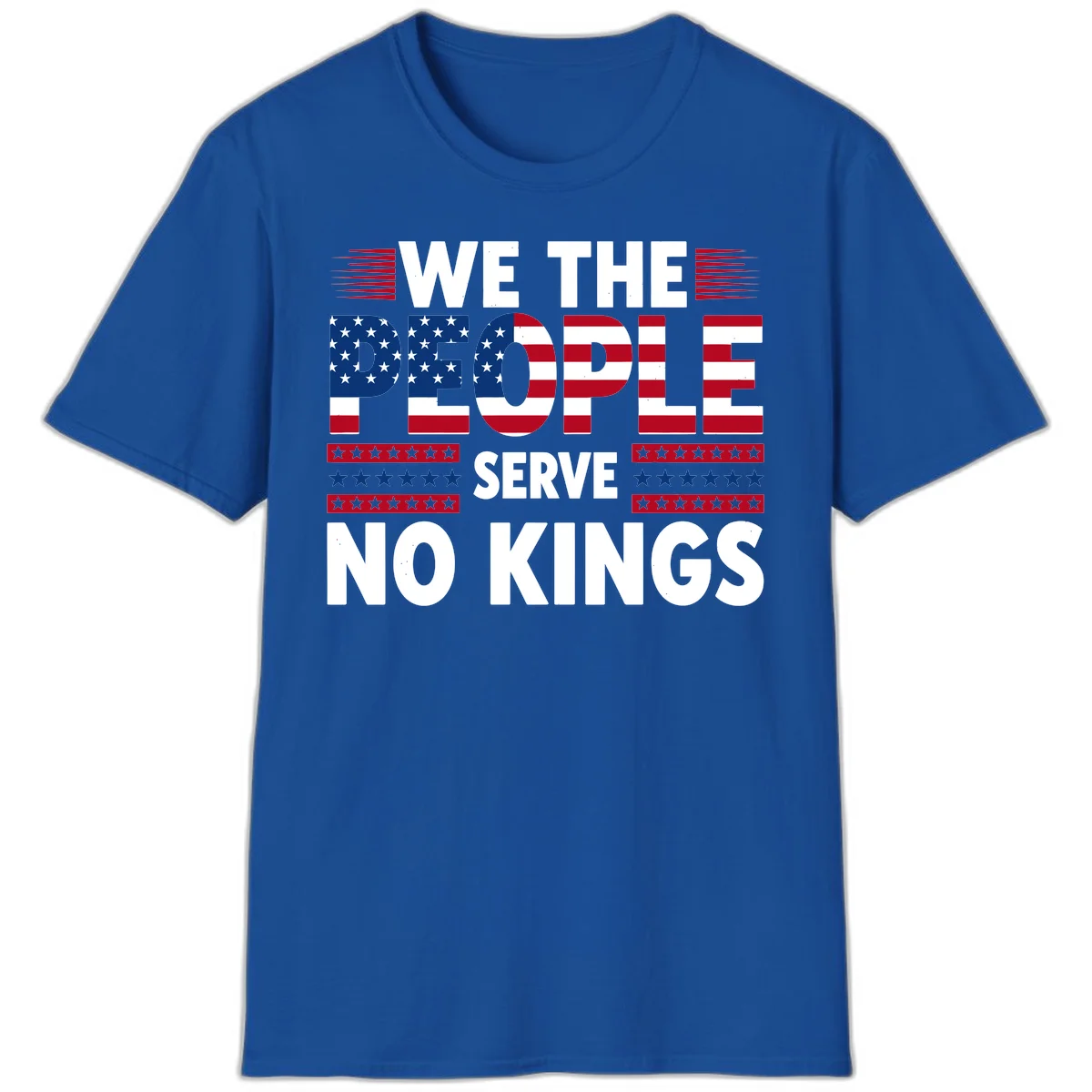 We The People Patriotic Flag Typography T-Shirt in Royal