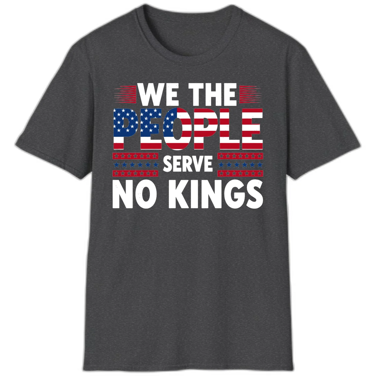 We The People Patriotic Flag Typography T-Shirt in Dark Heather
