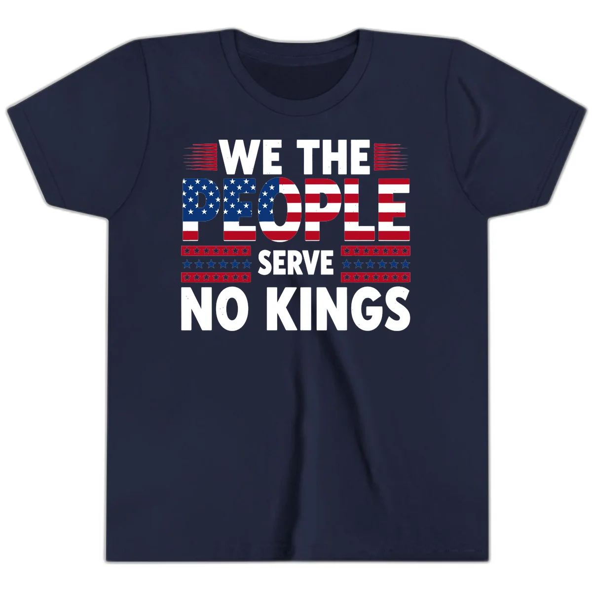 We The People Patriotic Flag Typography Youth T-Shirt in Navy