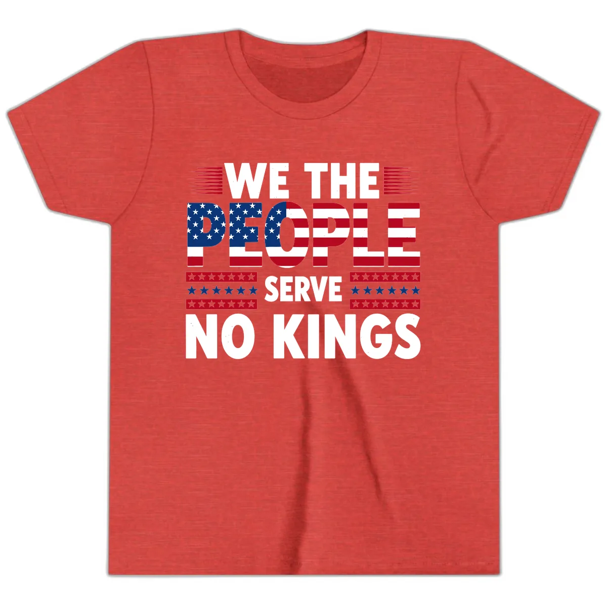 We The People Patriotic Flag Typography Youth T-Shirt in Heather Red