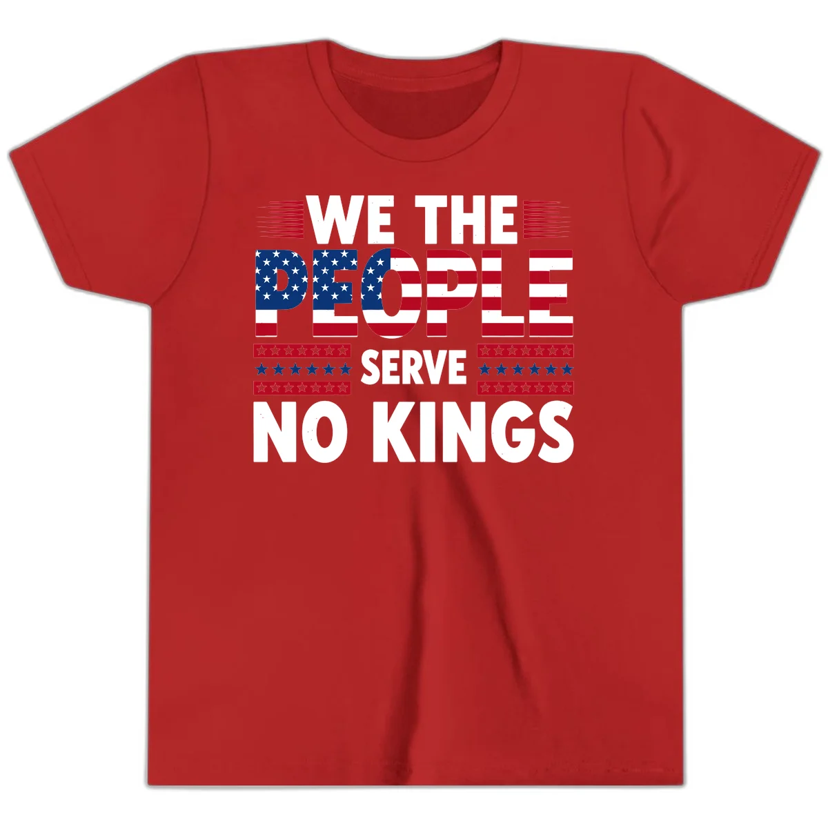 We The People Patriotic Flag Typography Youth T-Shirt in Red