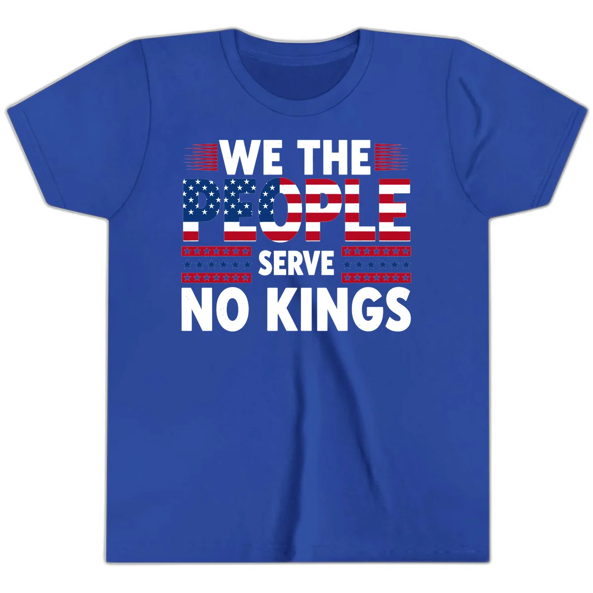 We The People Patriotic Flag Typography Youth T-Shirt in True Royal