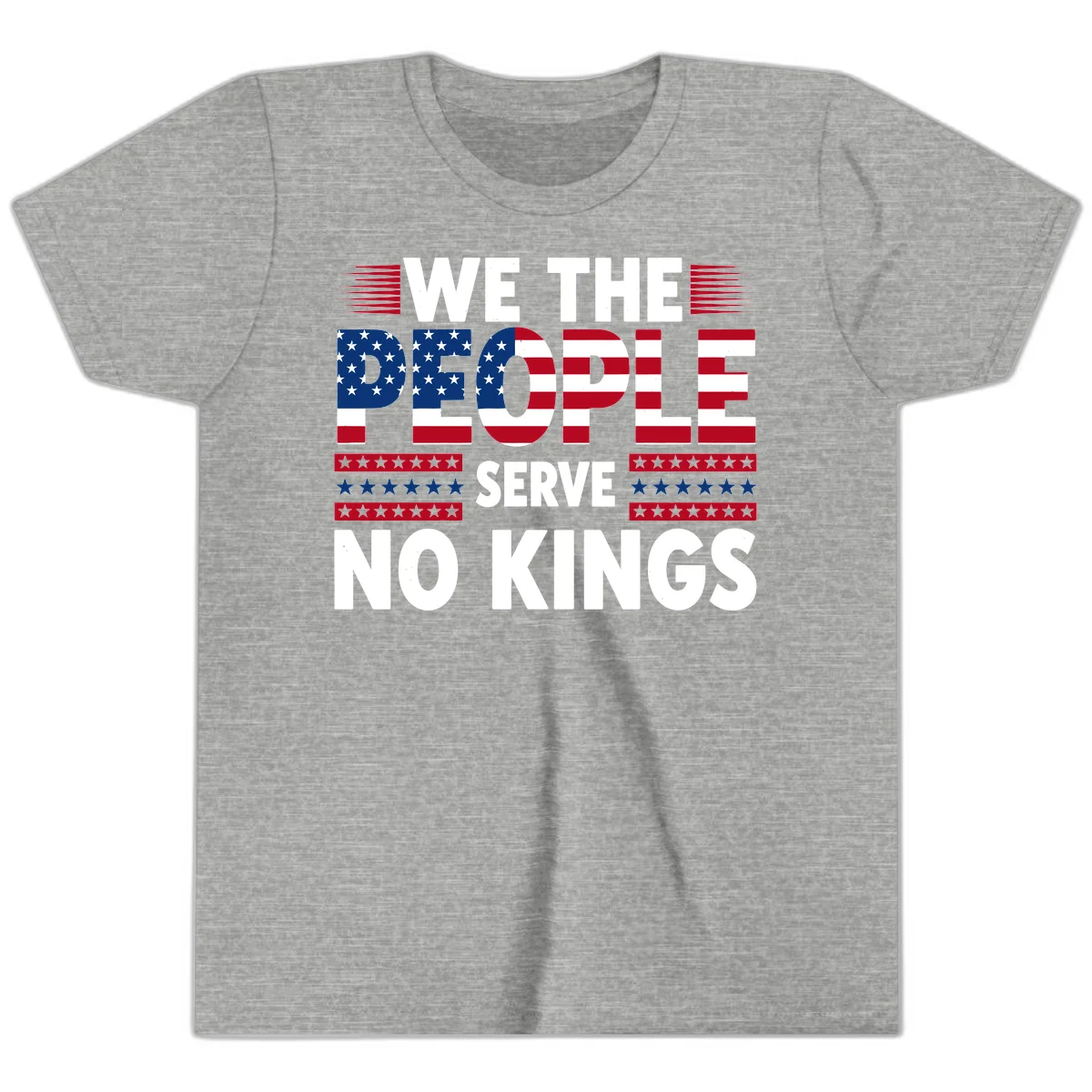 We The People Patriotic Flag Typography Youth T-Shirt in Athletic Heather