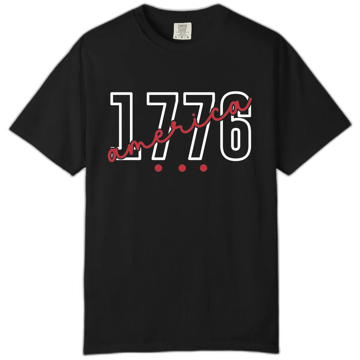America Script with Three Dots Design Comfort Color in Black