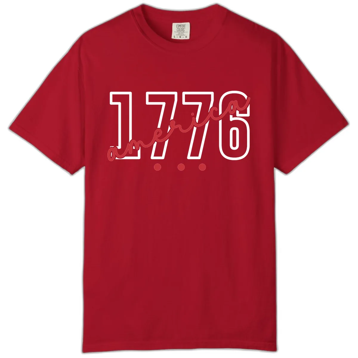 America Script with Three Dots Design Comfort Color in Red
