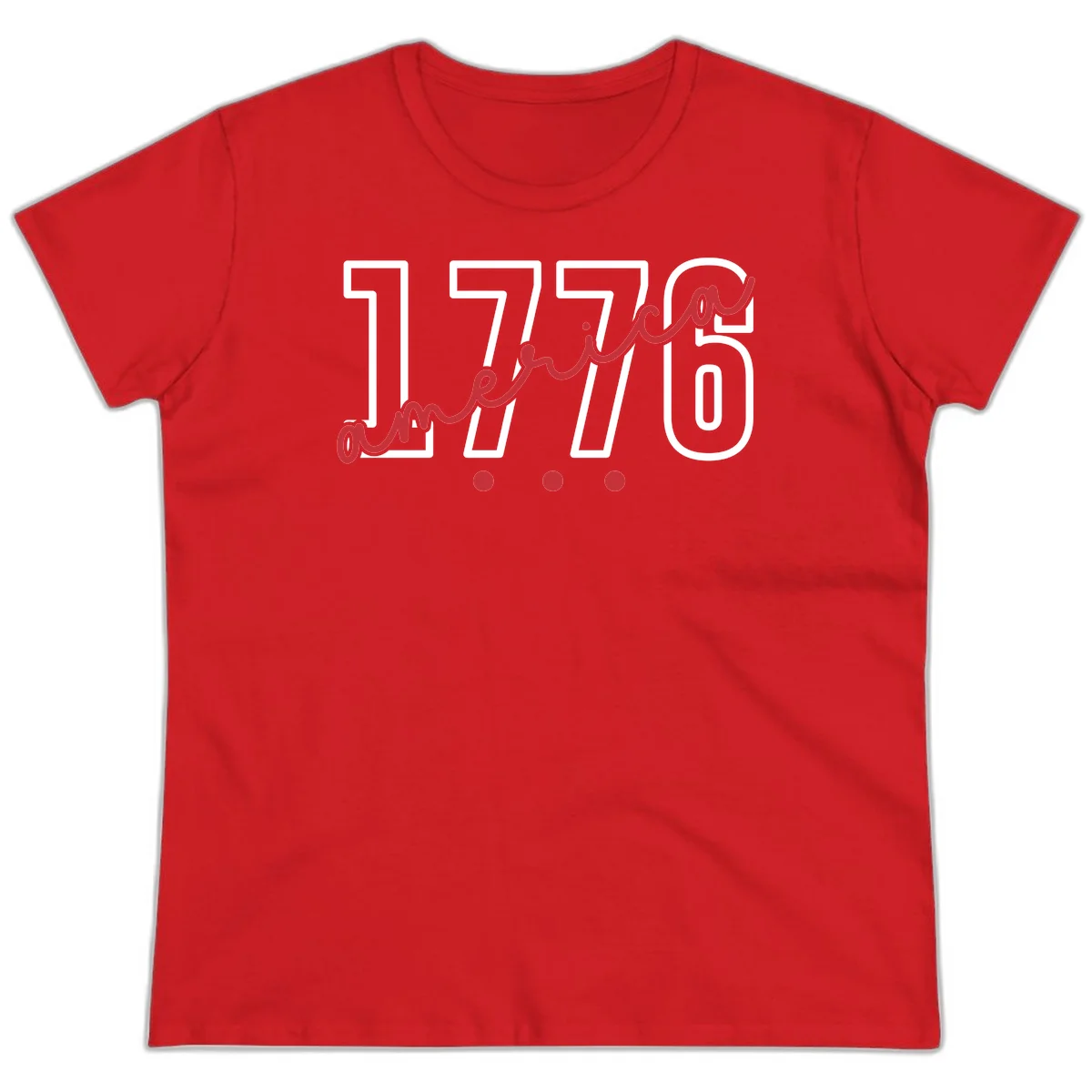 America Script Ladies Tee in Red