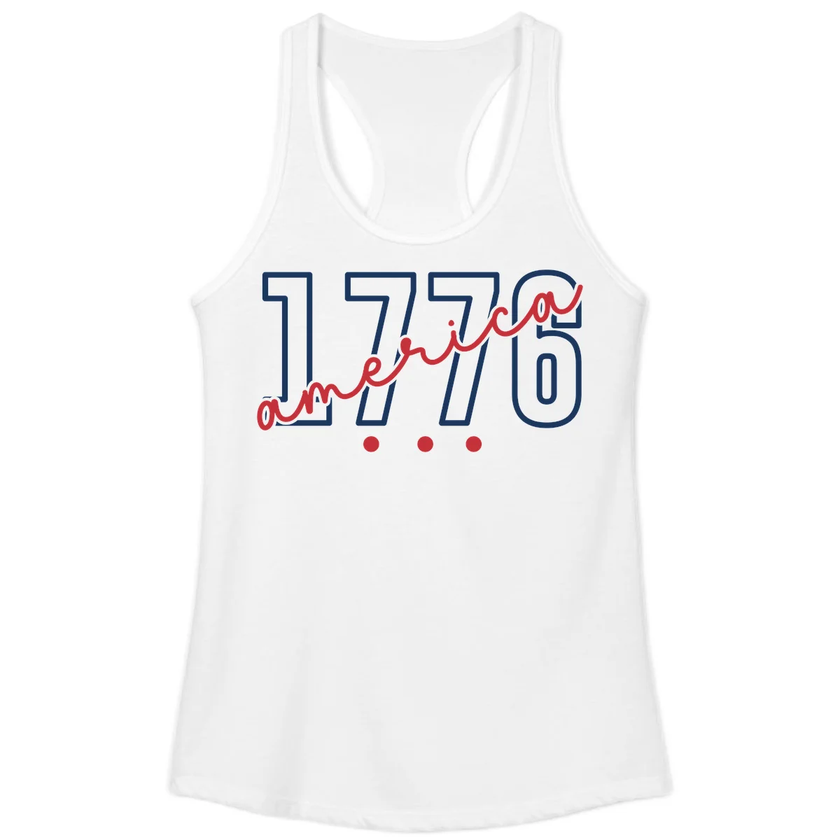 America Script Ladies Tank in White