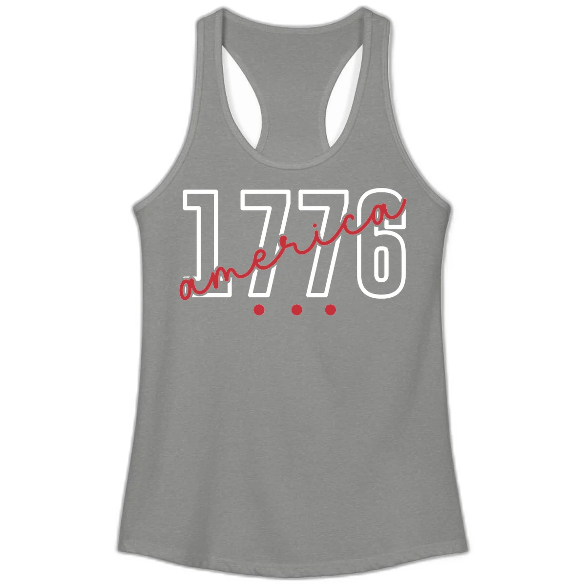 America Script Ladies Tank in Heather Grey