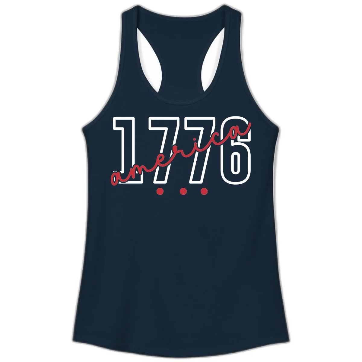 America Script Ladies Tank in Solid Midnight Navy