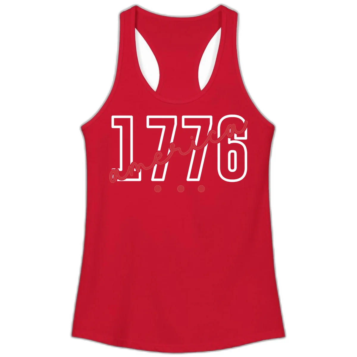 America Script Ladies Tank in Solid Red