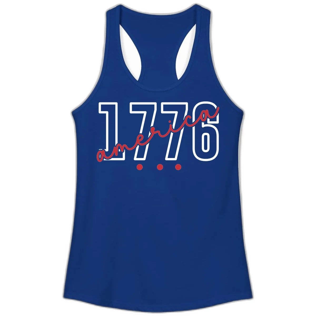 America Script Ladies Tank in Solid Royal