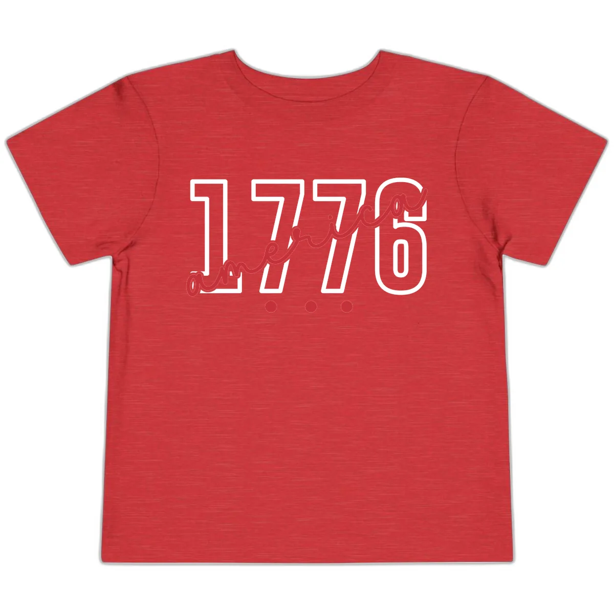 America Script with Three Dots Design Toddler T-Shirt in Heather Red